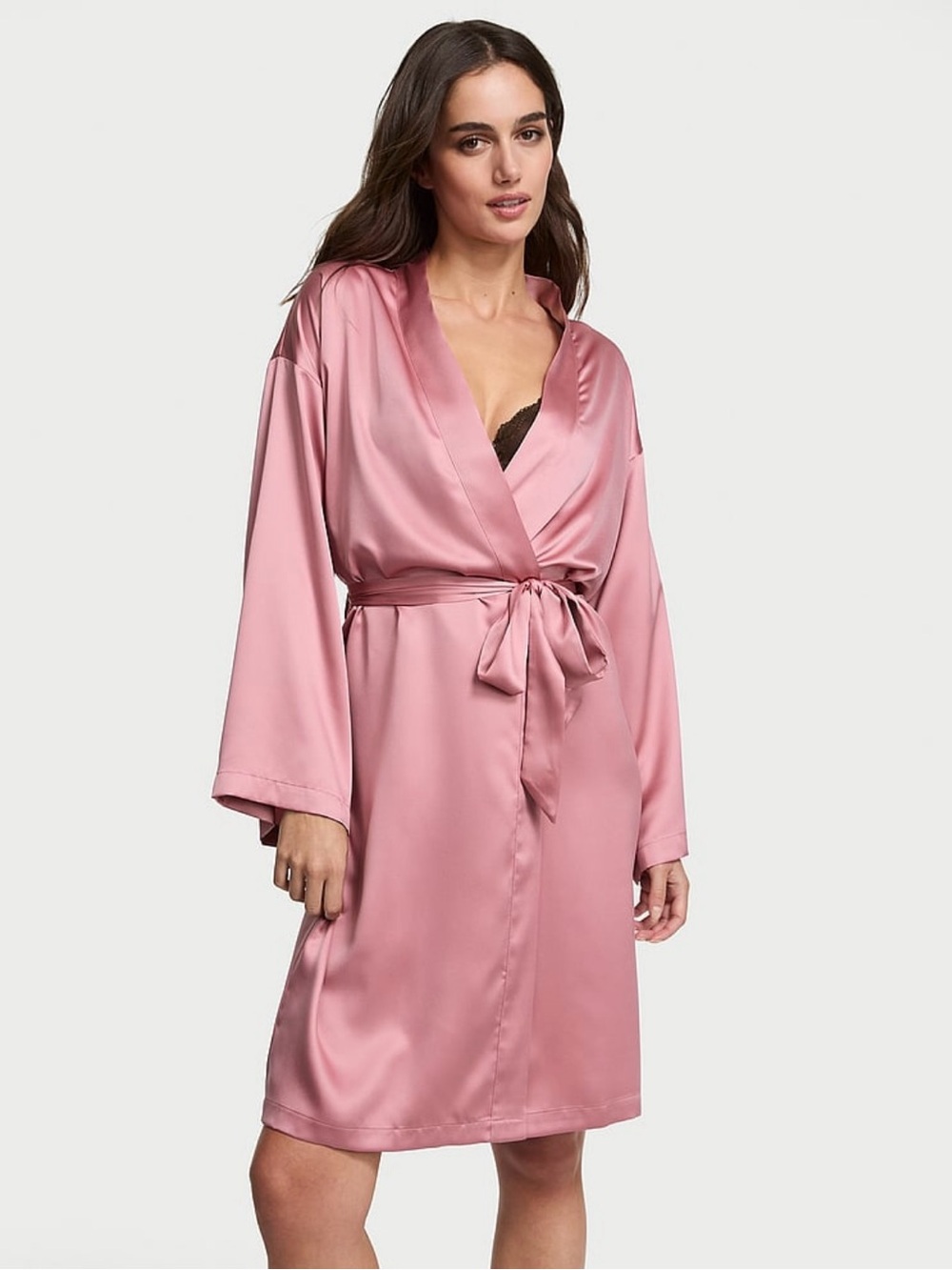 Victoria’s Secret Signature Satin Midi Robe Dusk Mauve M/L